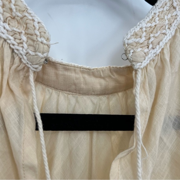 Hoss Intropia Beige Peplum Sheer Embroidered Tassel Blouse Shirt Top FR3 US 6 - Picture 8 of 10
